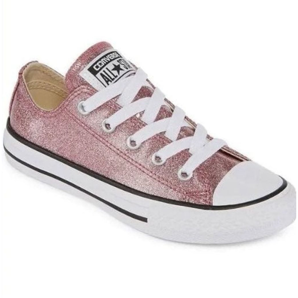 Girls Rose Gold Glitter Converse Sneaker